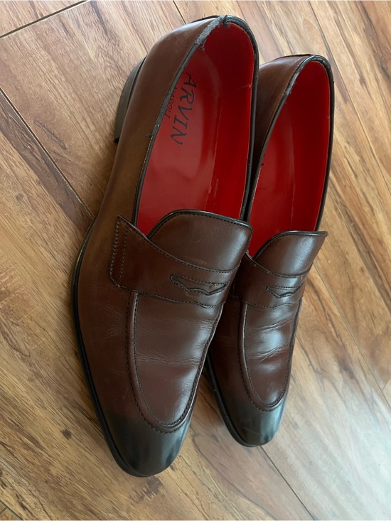 Brown Leather Penny Loafers - Brown 11/45 display picture 3